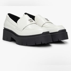 HUGO Women's Black and White Chunky Loafers
